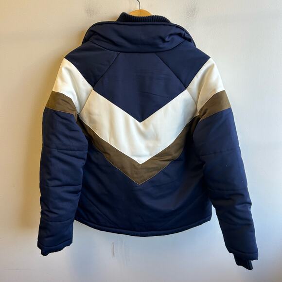 Monrow Inca Blue Colorblock Jacket Women's Size M Double Zip Oversized Outdoor - Picture 5 of 6
